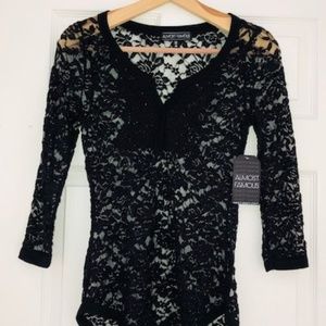Almost Famous Black Lace Blouse, Size M. NWT!